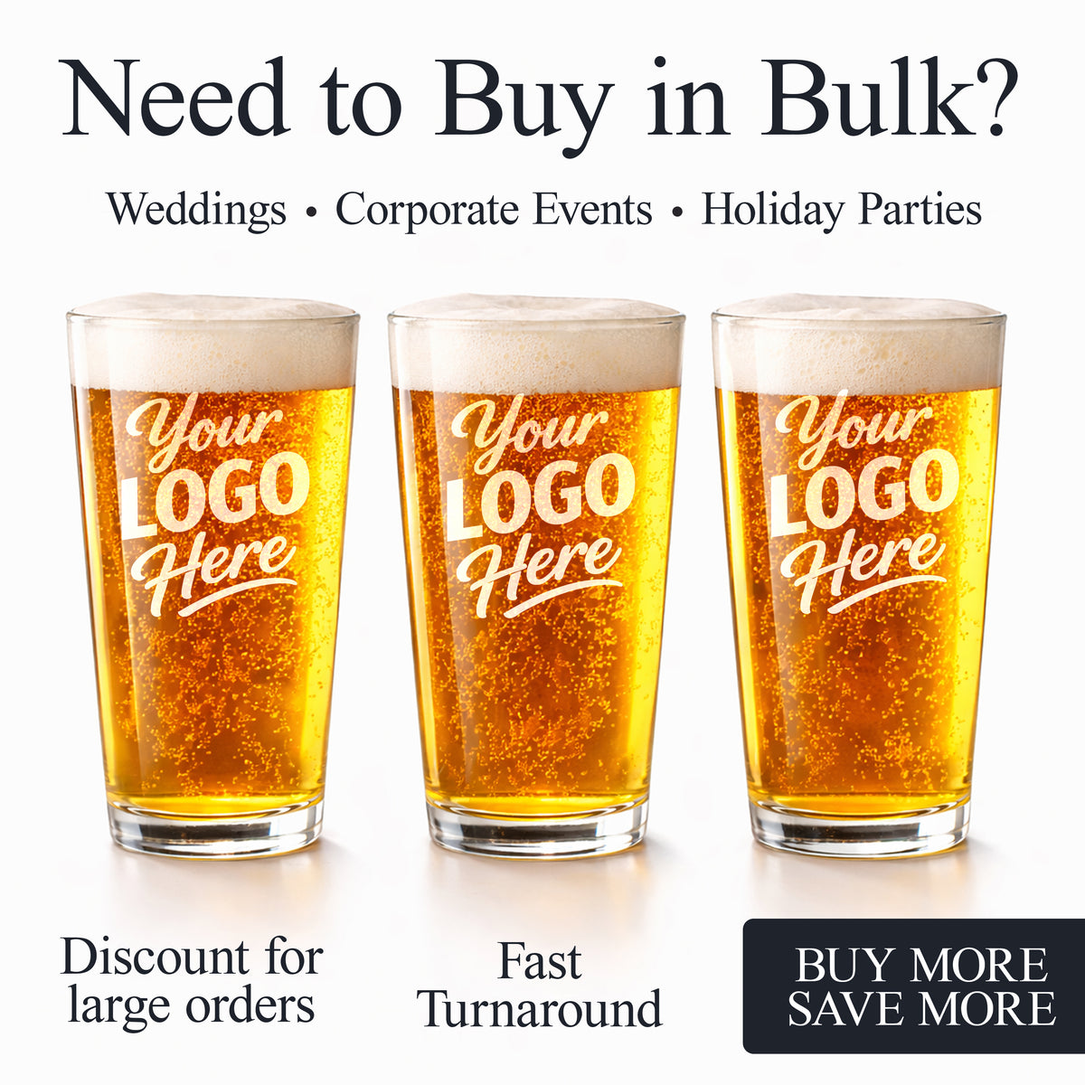 Custom 16 oz Pint Glass With Company Logo – Laser Engraved