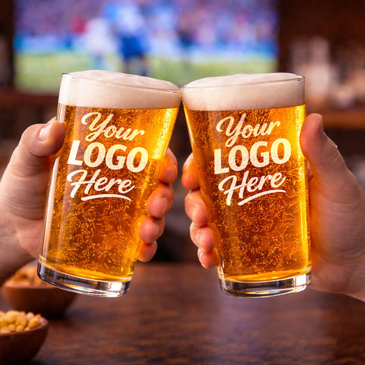 Custom 16 oz Pint Glass With Company Logo – Laser Engraved