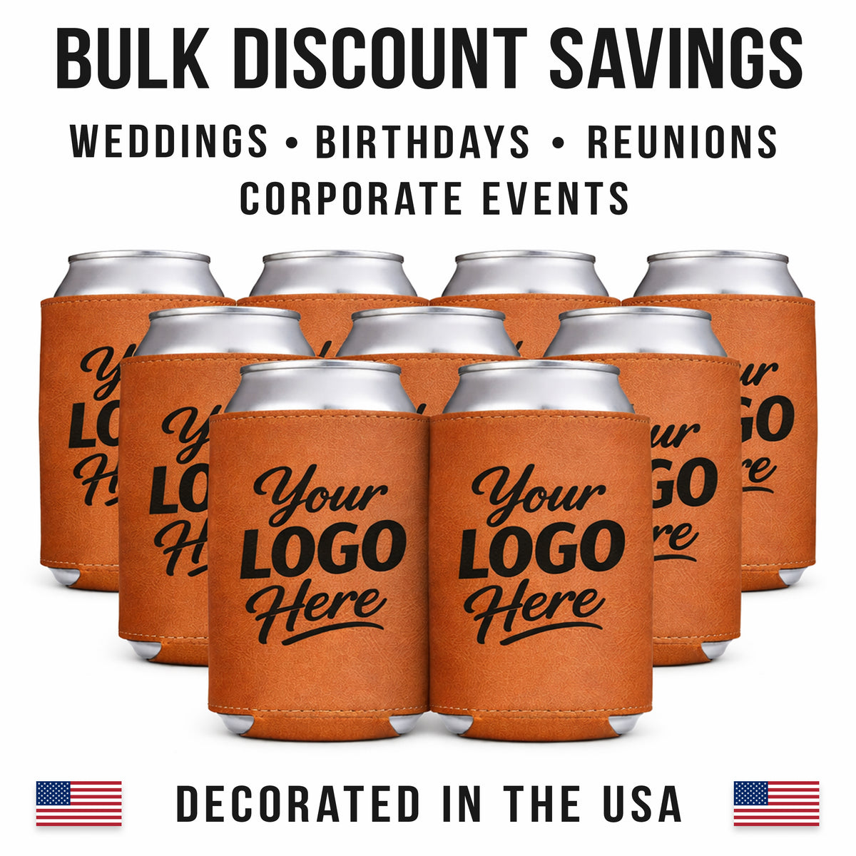 Custom Leatherette Can Coolers With Company Logo – Laser Engraved