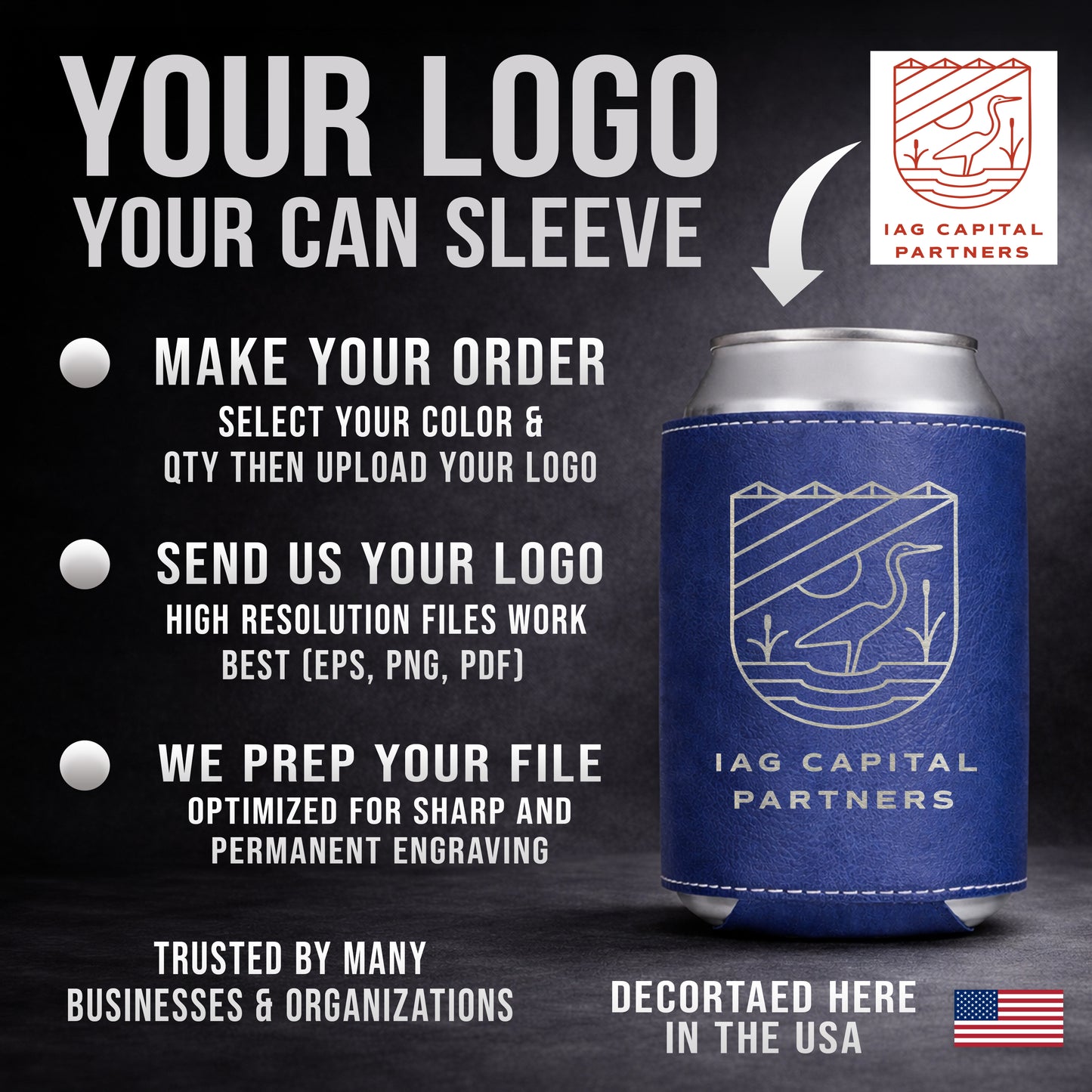 Custom Leatherette Can Coolers With Company Logo – Laser Engraved