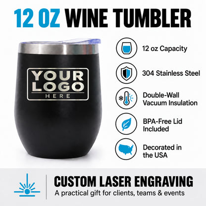 Custom 12 oz Wine Tumbler With Company Logo