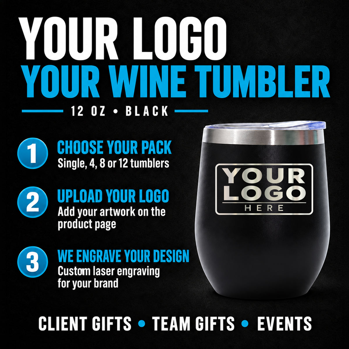 Custom 12 oz Wine Tumbler With Company Logo