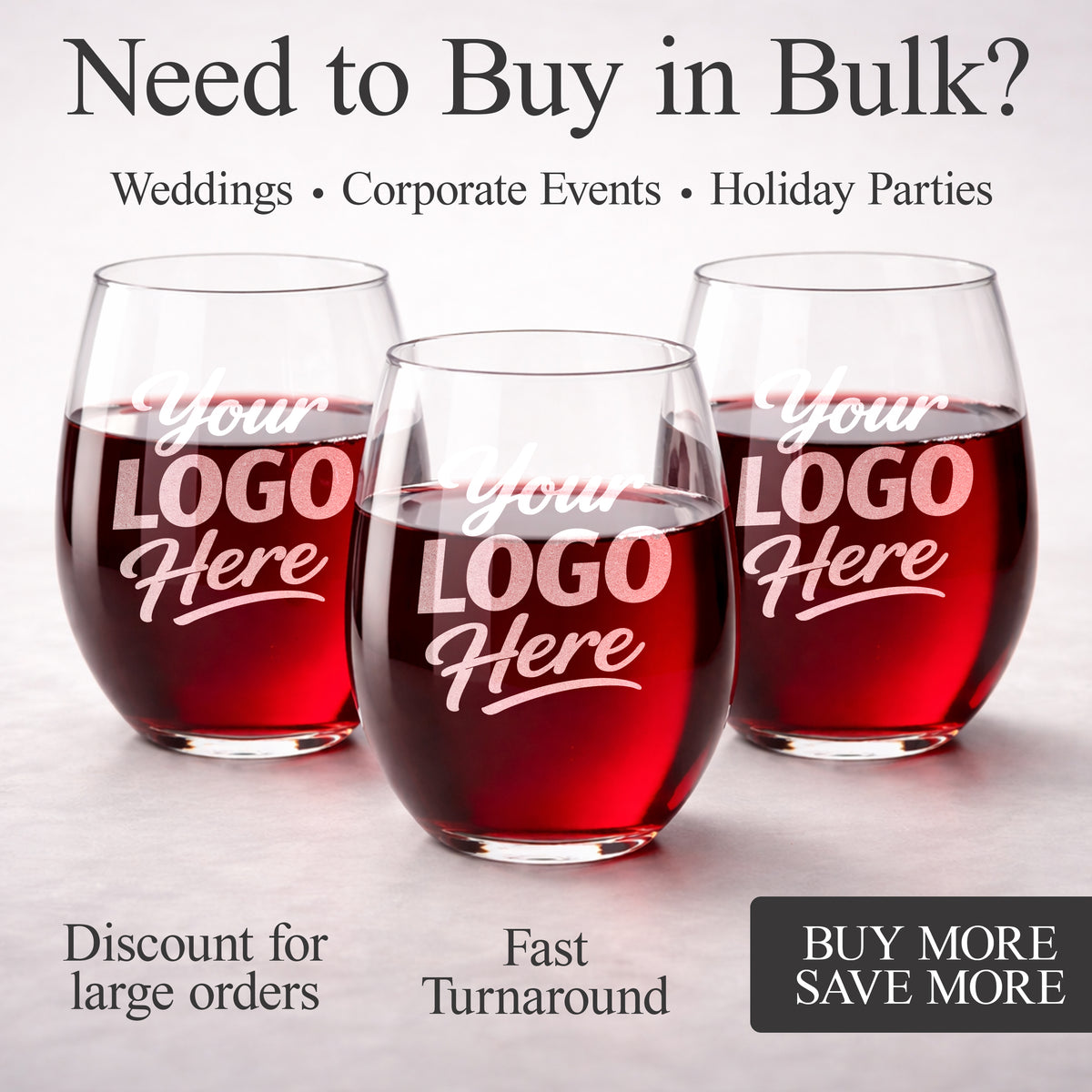 Custom 15 oz Stemless Wine Glass With Company Logo – Laser Engraved