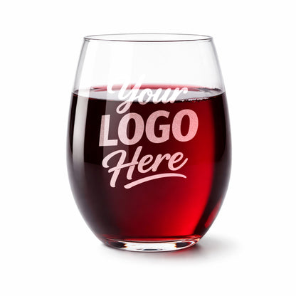 Custom 15 oz Stemless Wine Glass With Company Logo – Laser Engraved
