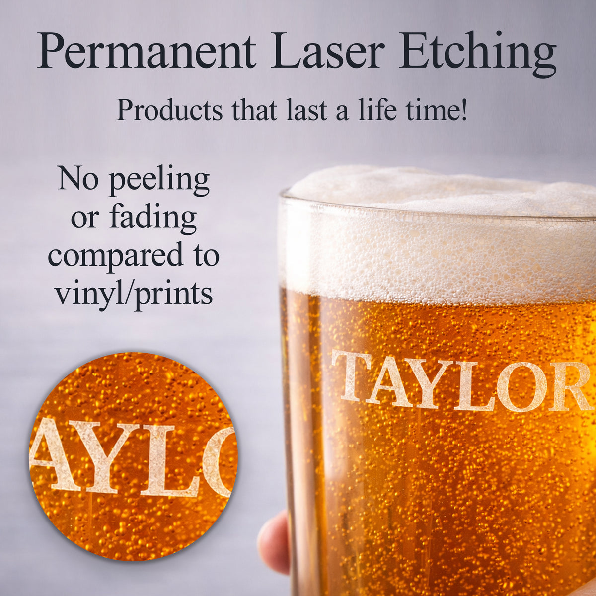Custom 16 oz Pint Glass With Company Logo – Laser Engraved