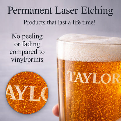 Custom 16 oz Pint Glass With Company Logo – Laser Engraved
