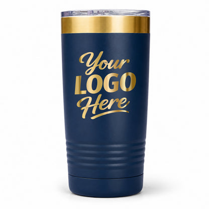 20 oz Gold Tumbler With Company Logo – Custom Engraved