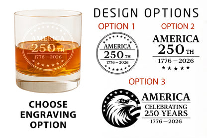 Americas 250th Birthday - Whiskey Glass /  Pint Glass Option