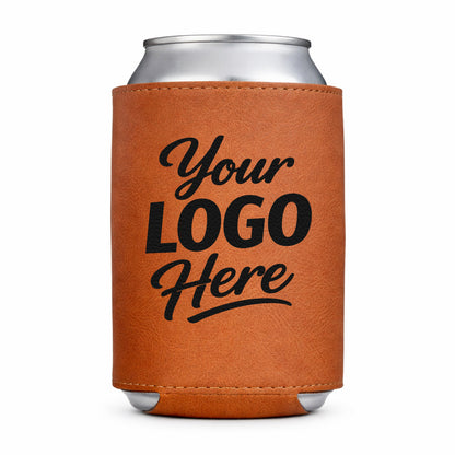 Custom Leatherette Can Coolers With Company Logo – Laser Engraved