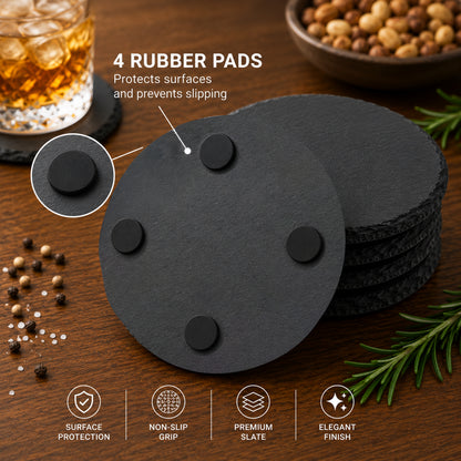 Custom Round Slate Coasters With Company Logo – Laser Engraved