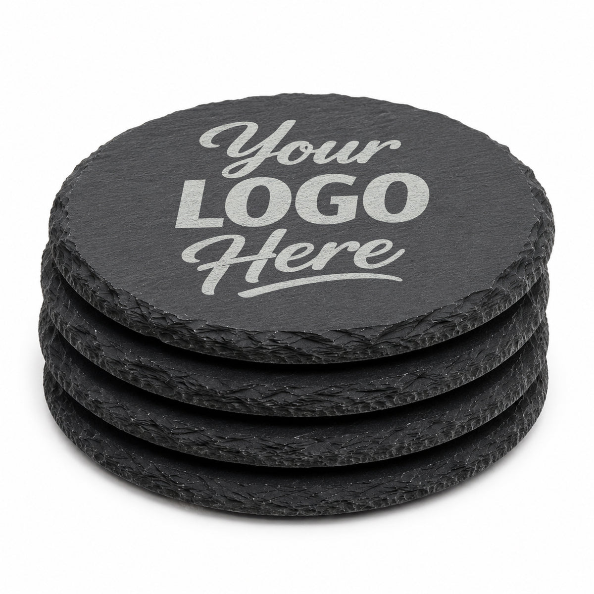 Custom Round Slate Coasters With Company Logo – Laser Engraved