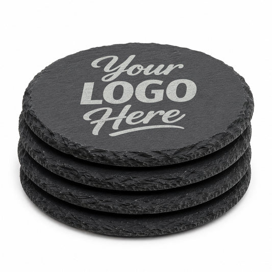 Custom Round Slate Coasters With Company Logo – Laser Engraved
