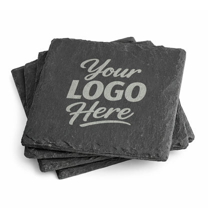 Custom Square Slate Coasters With Company Logo – Laser Engraved