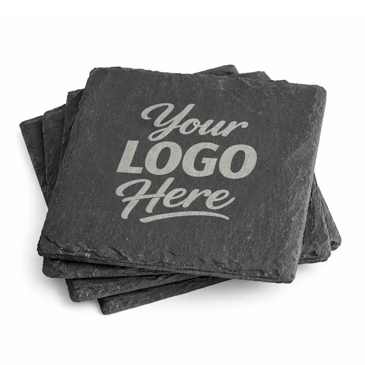 Custom Square Slate Coasters With Company Logo – Laser Engraved