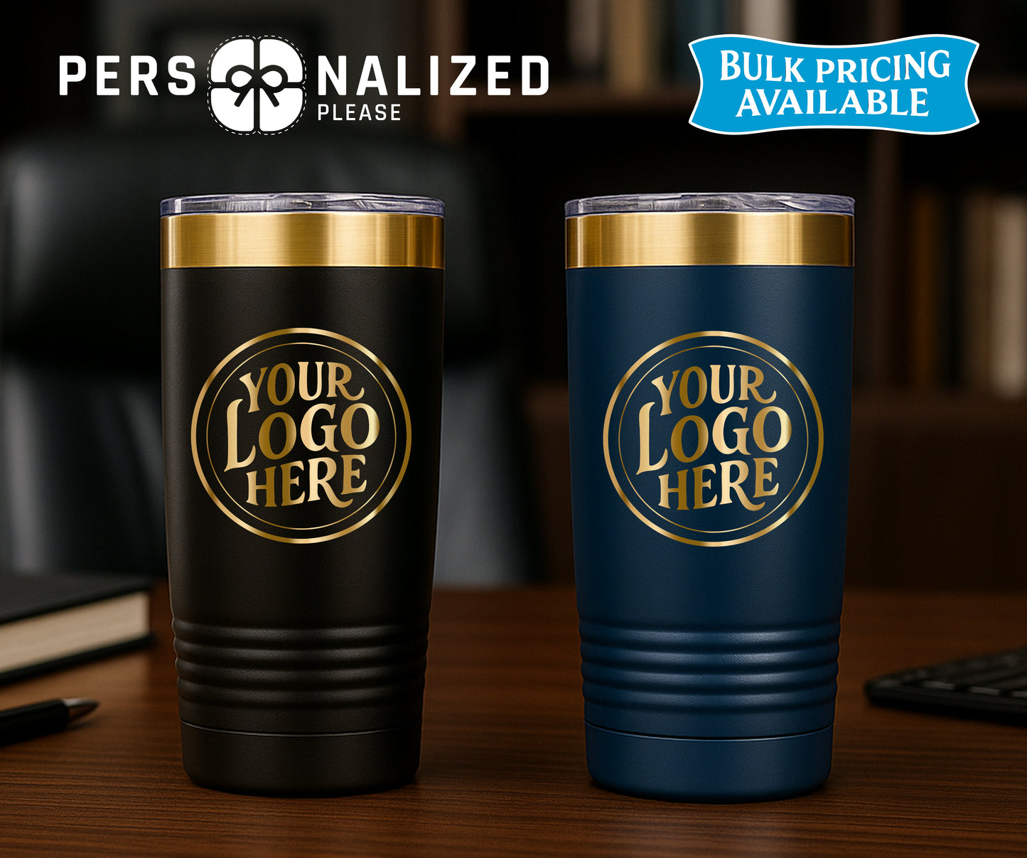 Gold Logo 20 oz Tumbler: Luxury Stainless Steel Corporate Gift