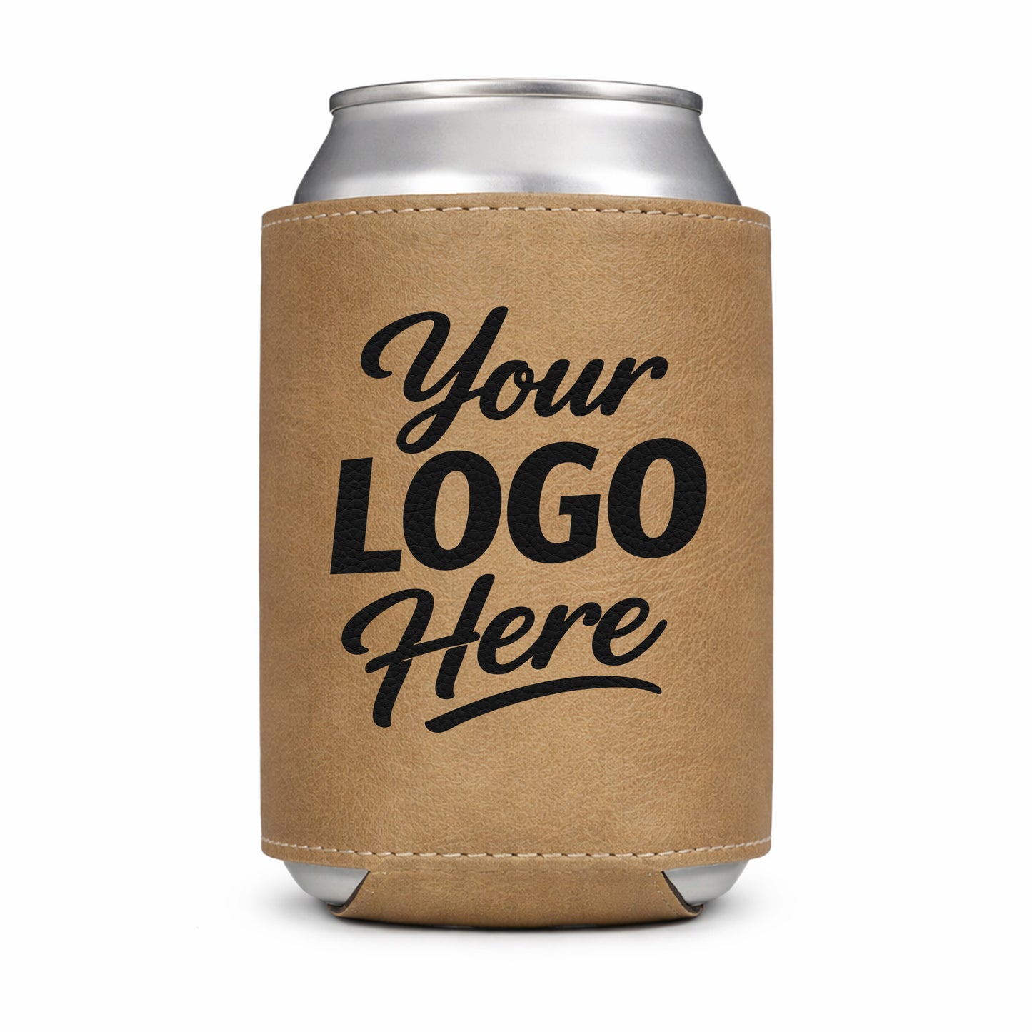 Custom Leatherette Can Coolers With Company Logo – Laser Engraved
