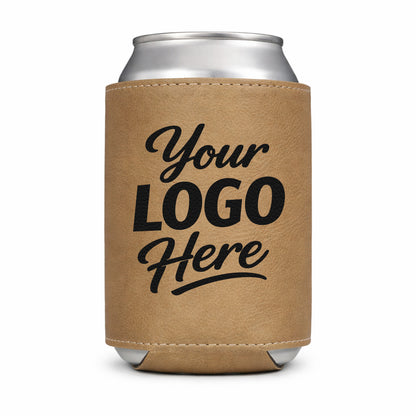 Custom Leatherette Can Coolers With Company Logo – Laser Engraved