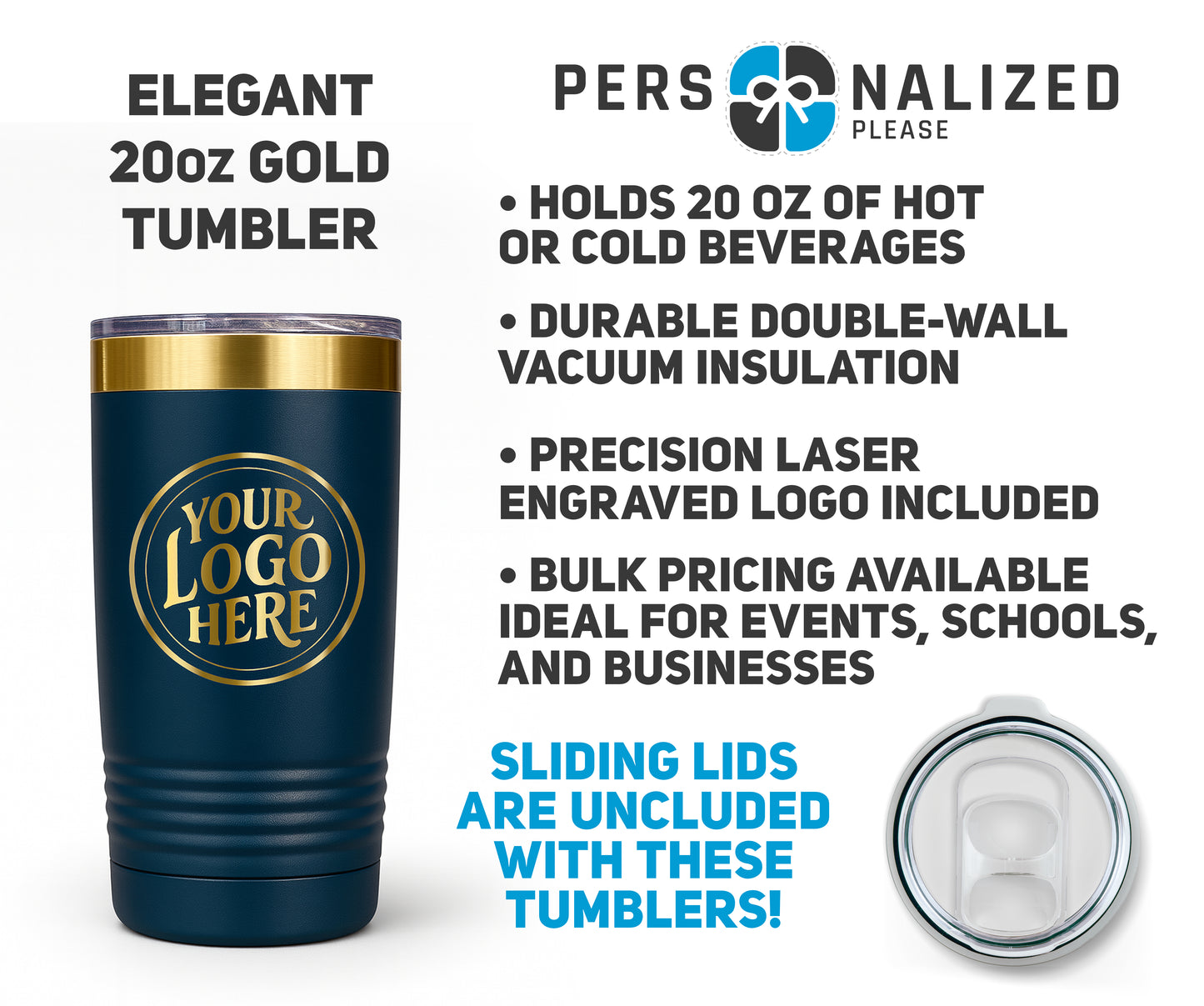 Lebanon School Tumbler - Black/Gold 20 Oz