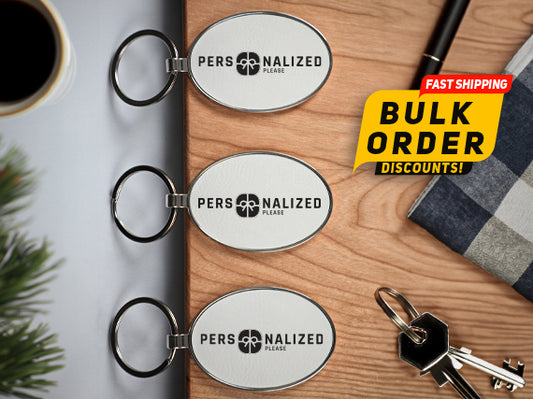 White And Black Custom Logo Leather Keychain