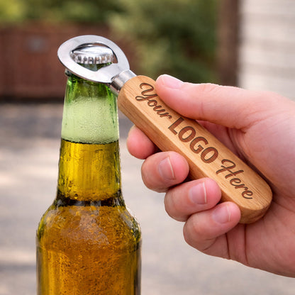 Custom engraved wood bottle opener promotional gift