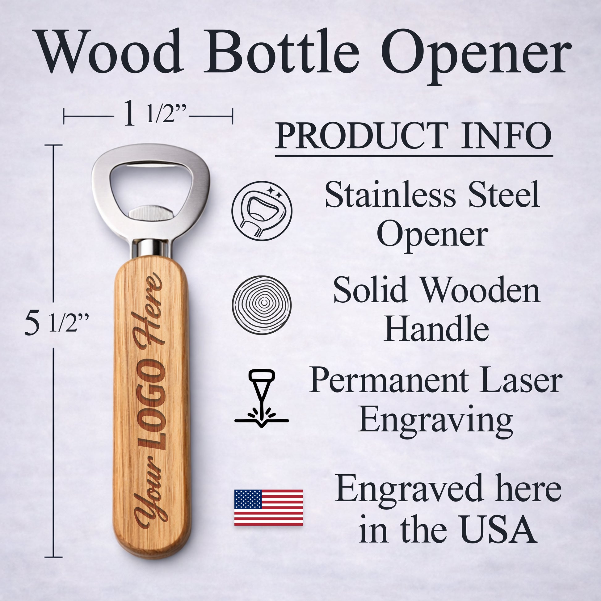 Custom wood and stainless steel bottle opener product details