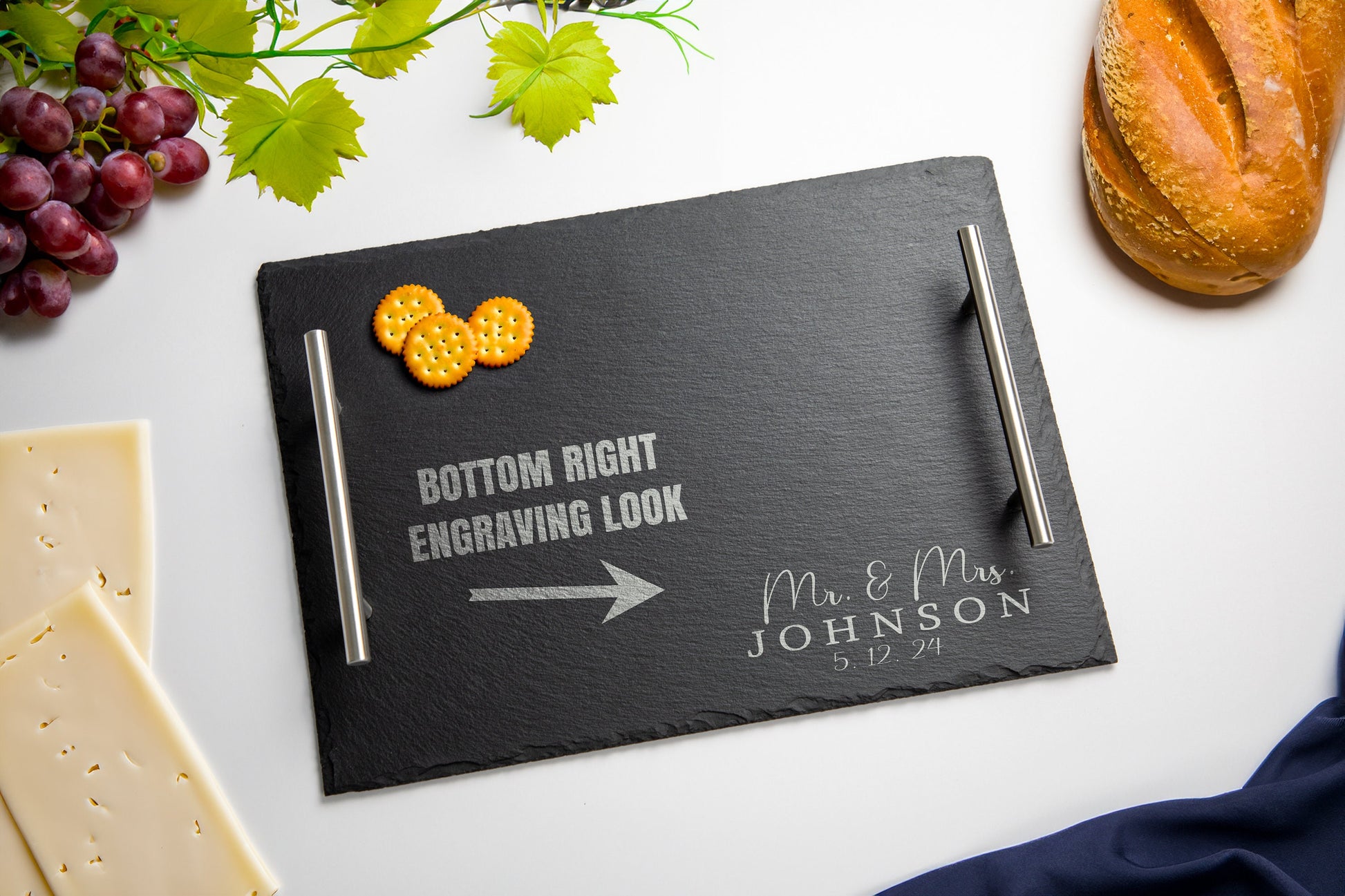 Elegant Company Gifts - Personalized Logo Gift - Slate Serving Tray With Logo Engraved - Perfect Gift For Giveaways - Employee Of The Month