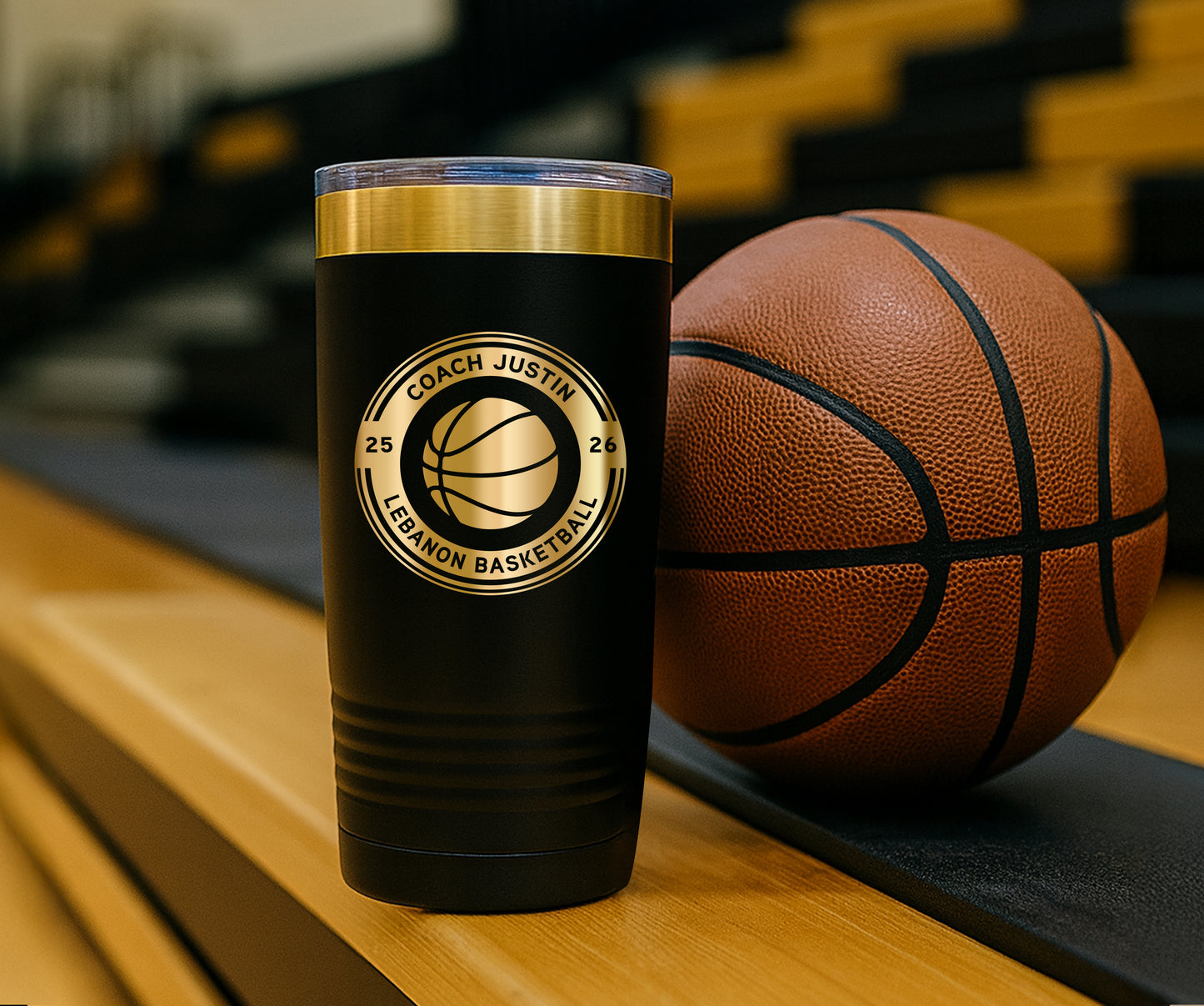 Lebanon School Tumbler - Black/Gold 20 Oz