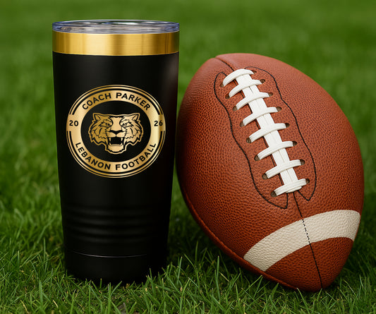 Lebanon School Tumbler - Black/Gold 20 Oz