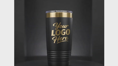 20 oz Gold Tumbler With Company Logo – Custom Engraved