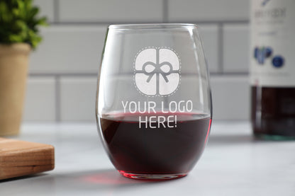 Custom Logo Wine Glass, Wine Glass Logo, Company Logo Gift, Promotional Item, Company Giveaway Gift, Promotional Gifts - Engraved Wine Glass