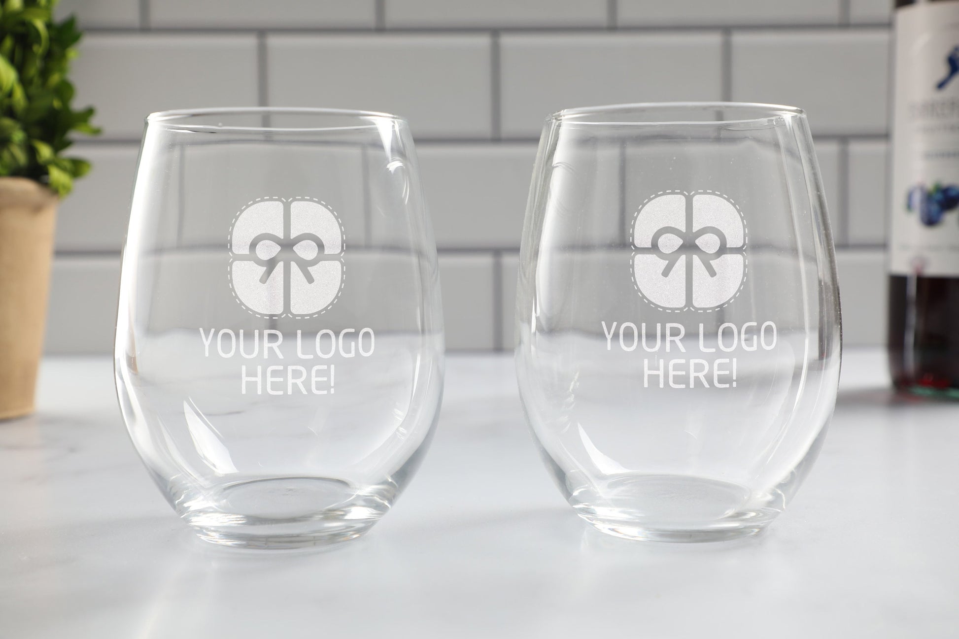 Custom Logo Wine Glass, Wine Glass Logo, Company Logo Gift, Promotional Item, Company Giveaway Gift, Promotional Gifts - Engraved Wine Glass